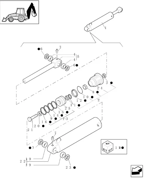 87428634 - Набор упл. цил. гидр. стрелы экс.погр CNH